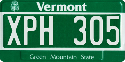 VT license plate XPH305