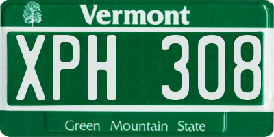 VT license plate XPH308