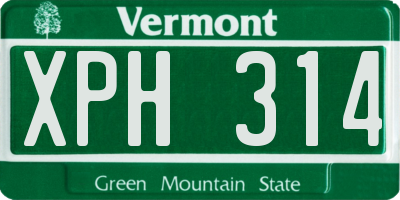 VT license plate XPH314