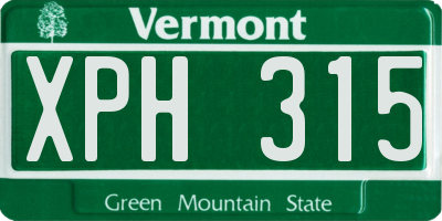 VT license plate XPH315
