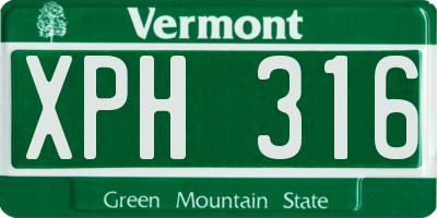 VT license plate XPH316