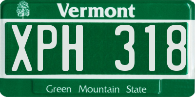 VT license plate XPH318