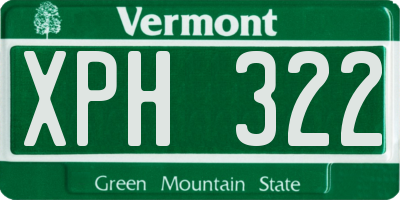 VT license plate XPH322