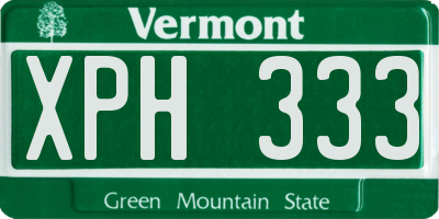 VT license plate XPH333