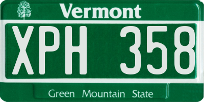 VT license plate XPH358