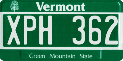 VT license plate XPH362
