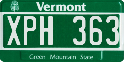 VT license plate XPH363