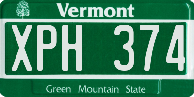 VT license plate XPH374
