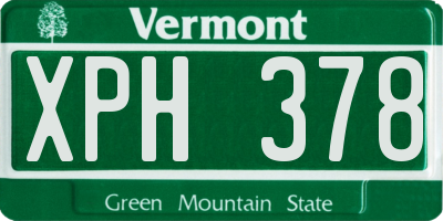 VT license plate XPH378