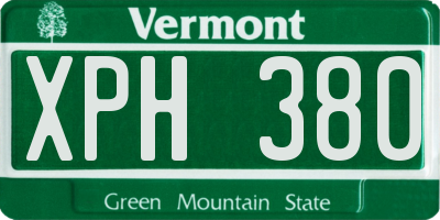 VT license plate XPH380