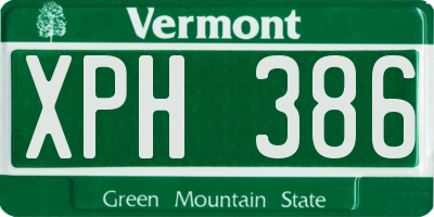 VT license plate XPH386