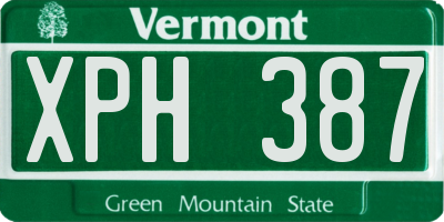 VT license plate XPH387