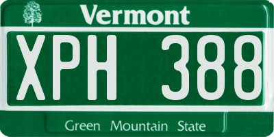 VT license plate XPH388