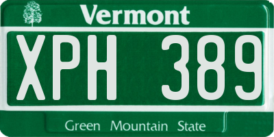 VT license plate XPH389