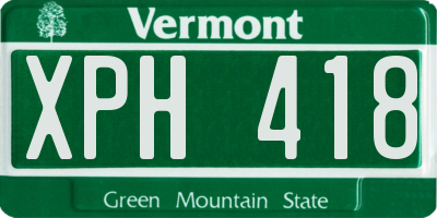 VT license plate XPH418