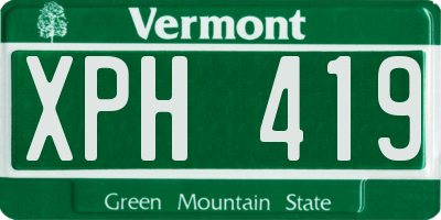 VT license plate XPH419