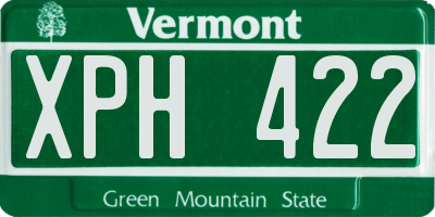 VT license plate XPH422