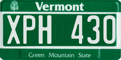 VT license plate XPH430