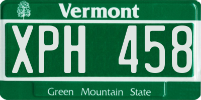 VT license plate XPH458