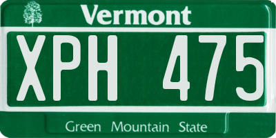 VT license plate XPH475