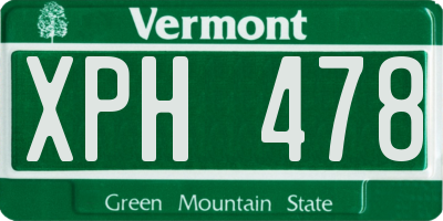 VT license plate XPH478