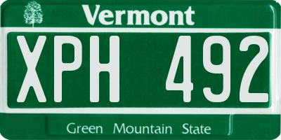 VT license plate XPH492