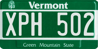 VT license plate XPH502