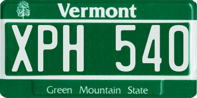VT license plate XPH540
