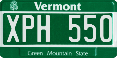 VT license plate XPH550