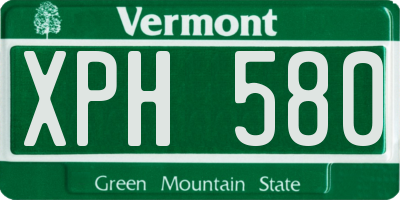 VT license plate XPH580