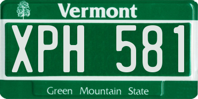 VT license plate XPH581