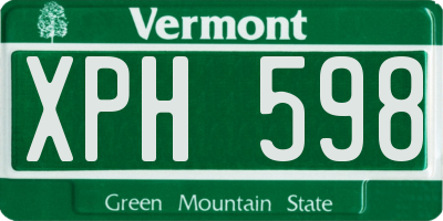 VT license plate XPH598