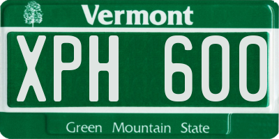 VT license plate XPH600