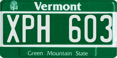 VT license plate XPH603