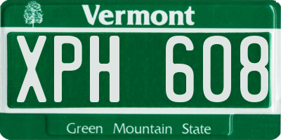 VT license plate XPH608