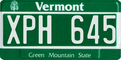 VT license plate XPH645