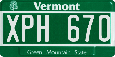 VT license plate XPH670