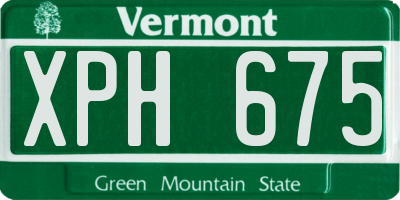 VT license plate XPH675