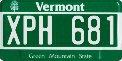 VT license plate XPH681