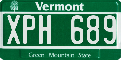 VT license plate XPH689