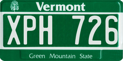 VT license plate XPH726