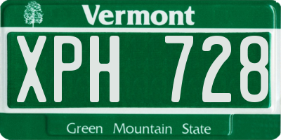 VT license plate XPH728