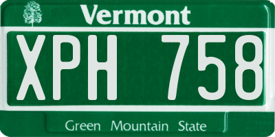 VT license plate XPH758