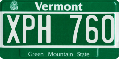 VT license plate XPH760