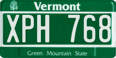 VT license plate XPH768