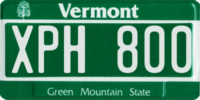 VT license plate XPH800
