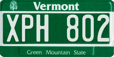 VT license plate XPH802