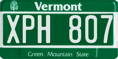 VT license plate XPH807