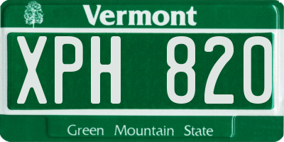 VT license plate XPH820