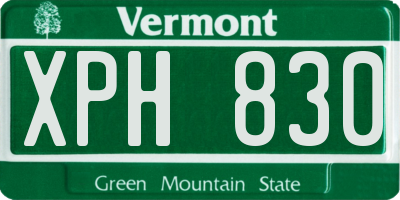 VT license plate XPH830